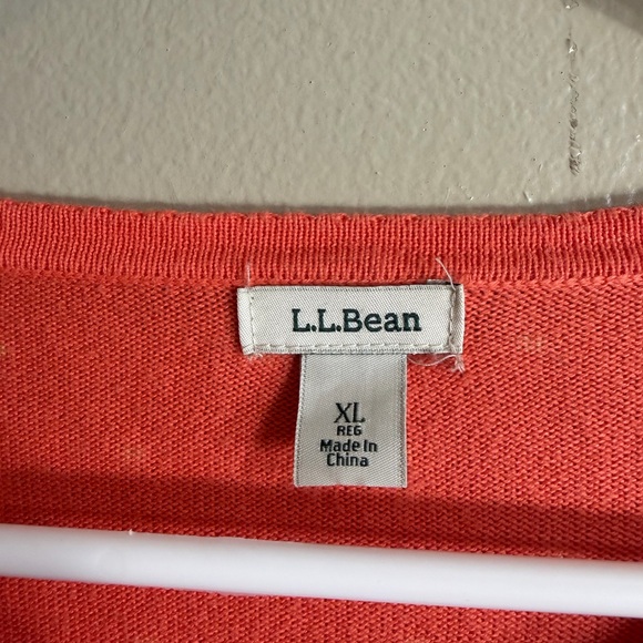 L.L. Bean Women's Orange Polka Dot Cardigan - Picture 3 of 6